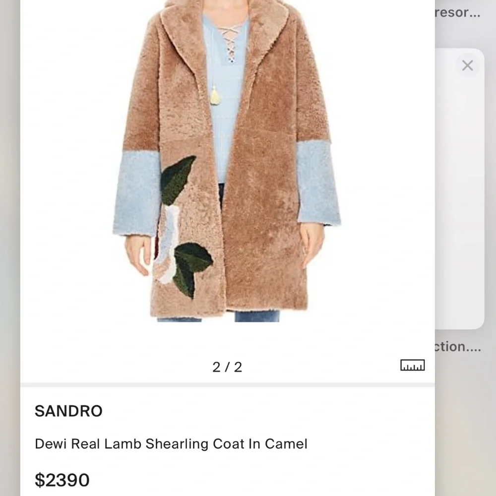 SANDRO PARIS NWT! DEWI LAMBSKIN SHEARLING TEDDY BR COAT-CAMEL.SZ 1 RETAIL $2390 - Picture 8 of 10